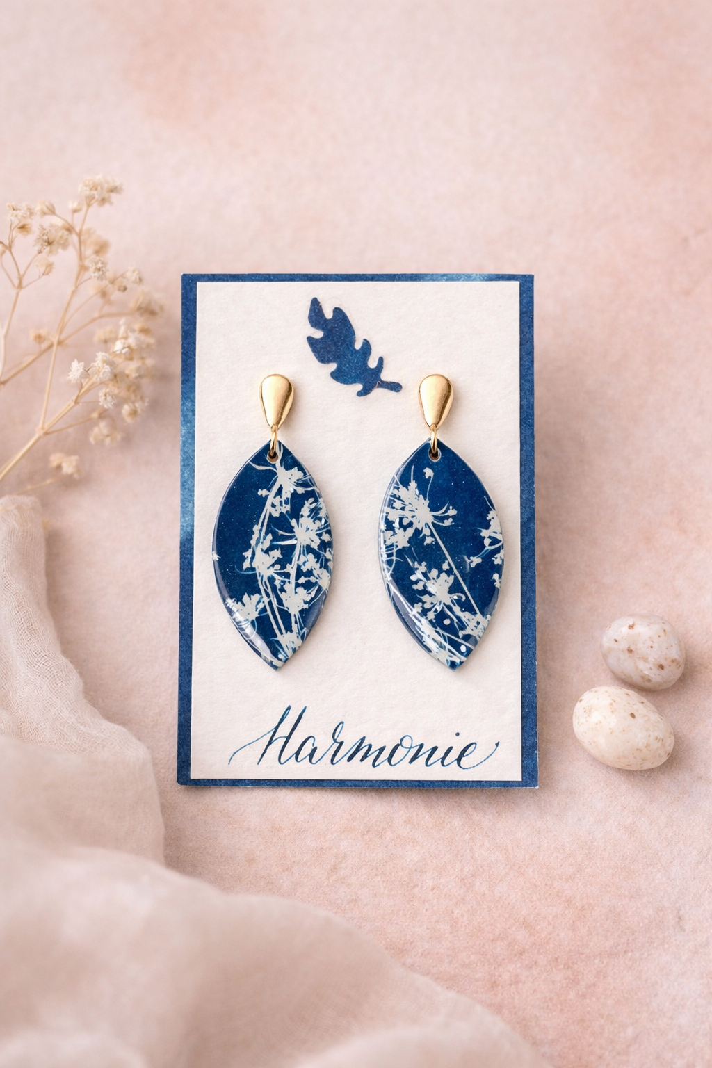 Bijou boucles d’oreilles Cyanotype « Harmonie »