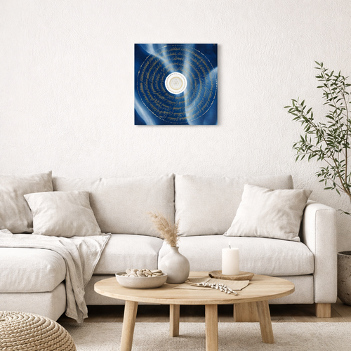 Œuvre d'art originale Gratitude – Cyanotype et calligraphie à l'encre