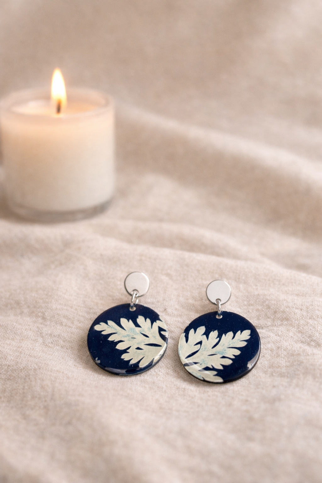 Bijou boucles d’oreilles Cyanotype « Sérénité »
