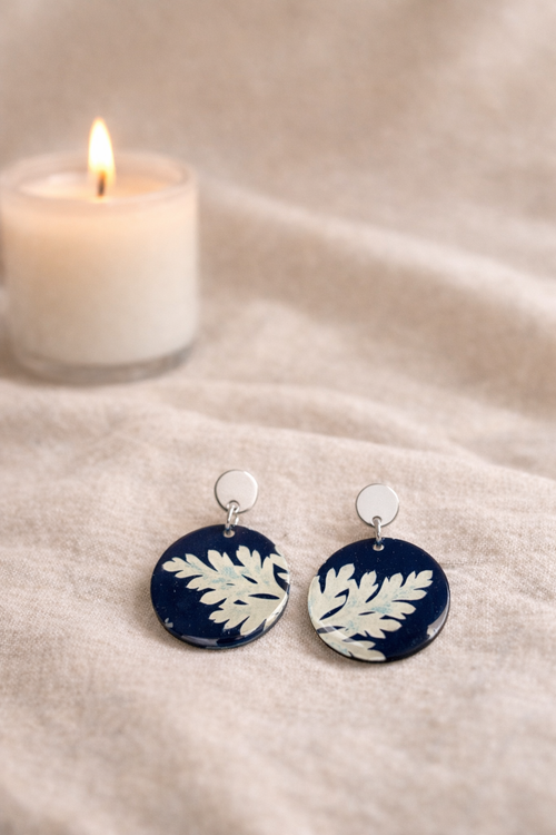 Bijou boucles d’oreilles Cyanotype « Sérénité »