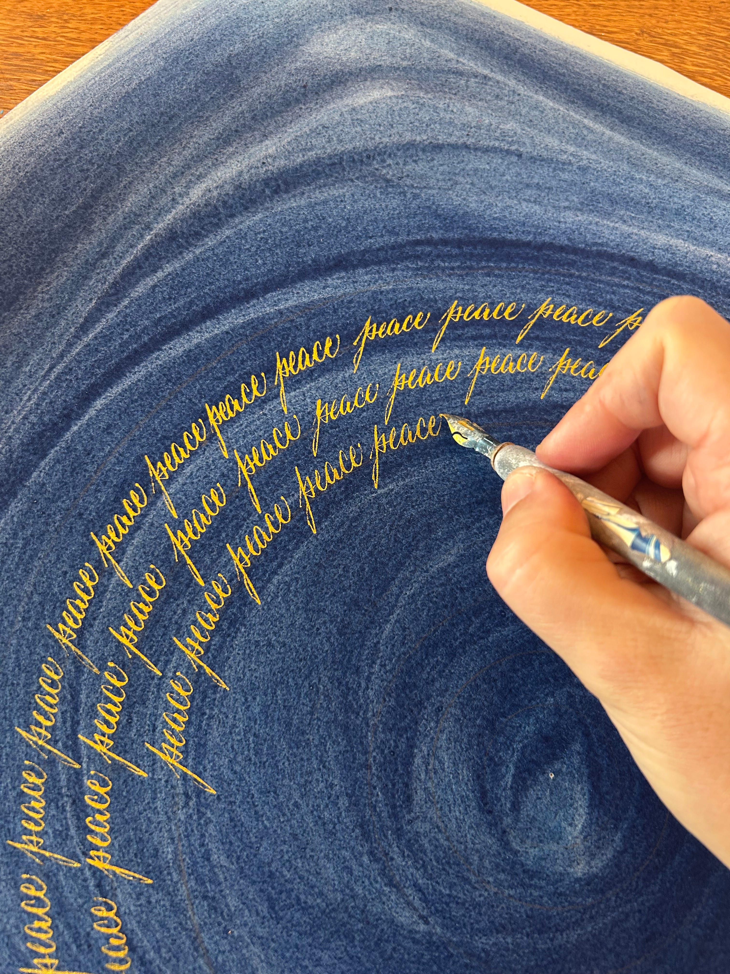 Œuvre d'art originale Peace – Pigments et calligraphie à l'encre