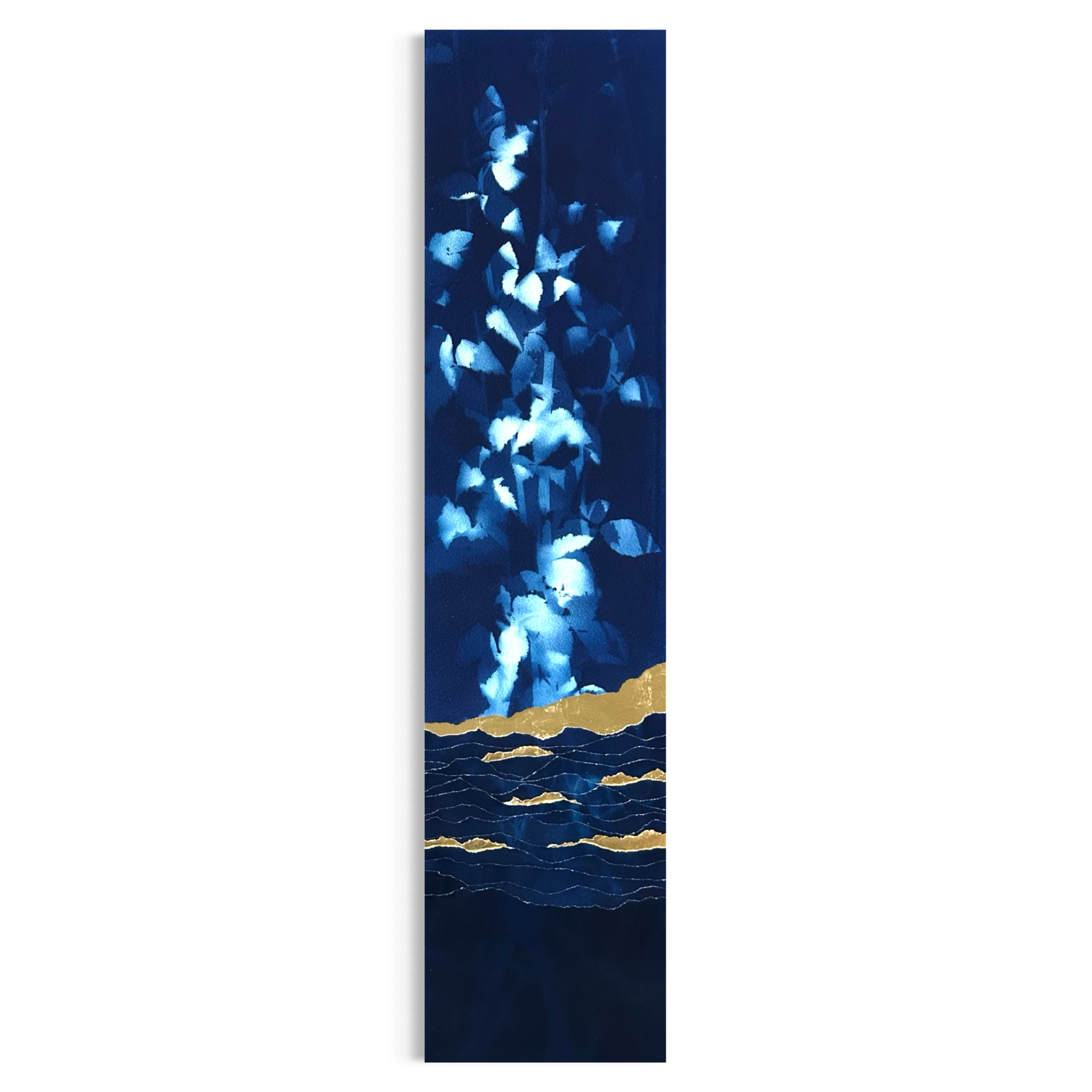 Œuvre d'art originale Envol céleste – Cyanotype et feuille d'or 24 carats