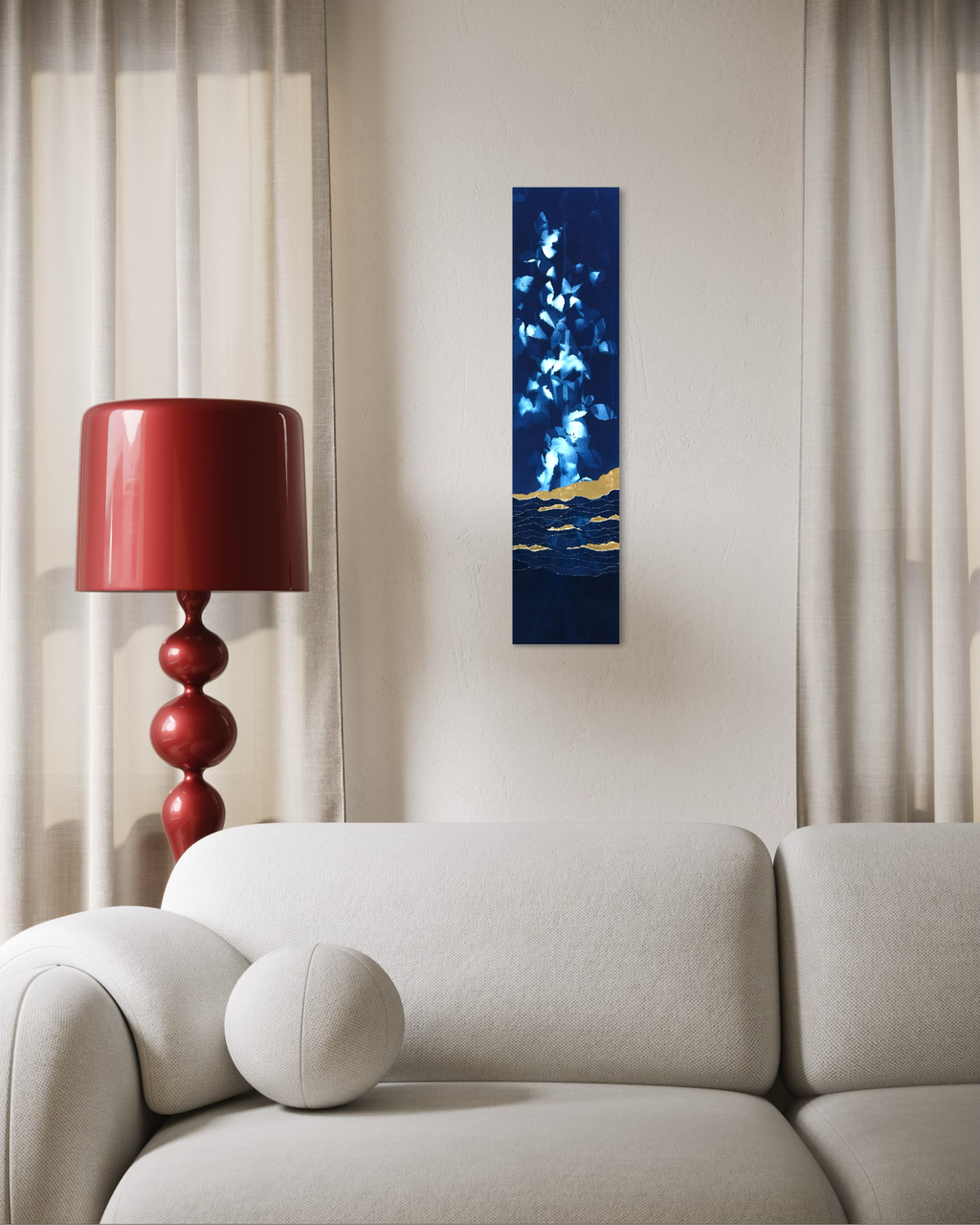 Œuvre d'art originale Envol céleste – Cyanotype et feuille d'or 24 carats