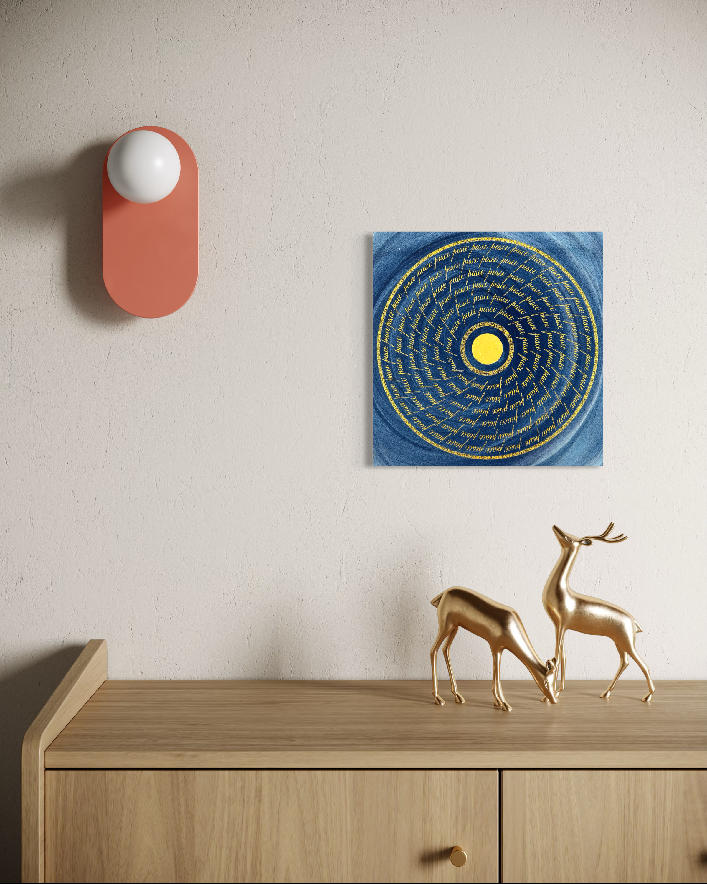 Œuvre d'art originale Peace – Pigments et calligraphie à l'encre