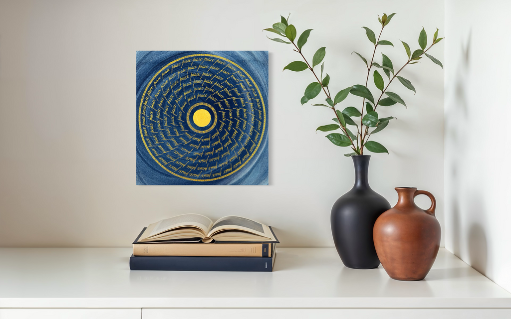 Œuvre d'art originale Peace – Pigments et calligraphie à l'encre