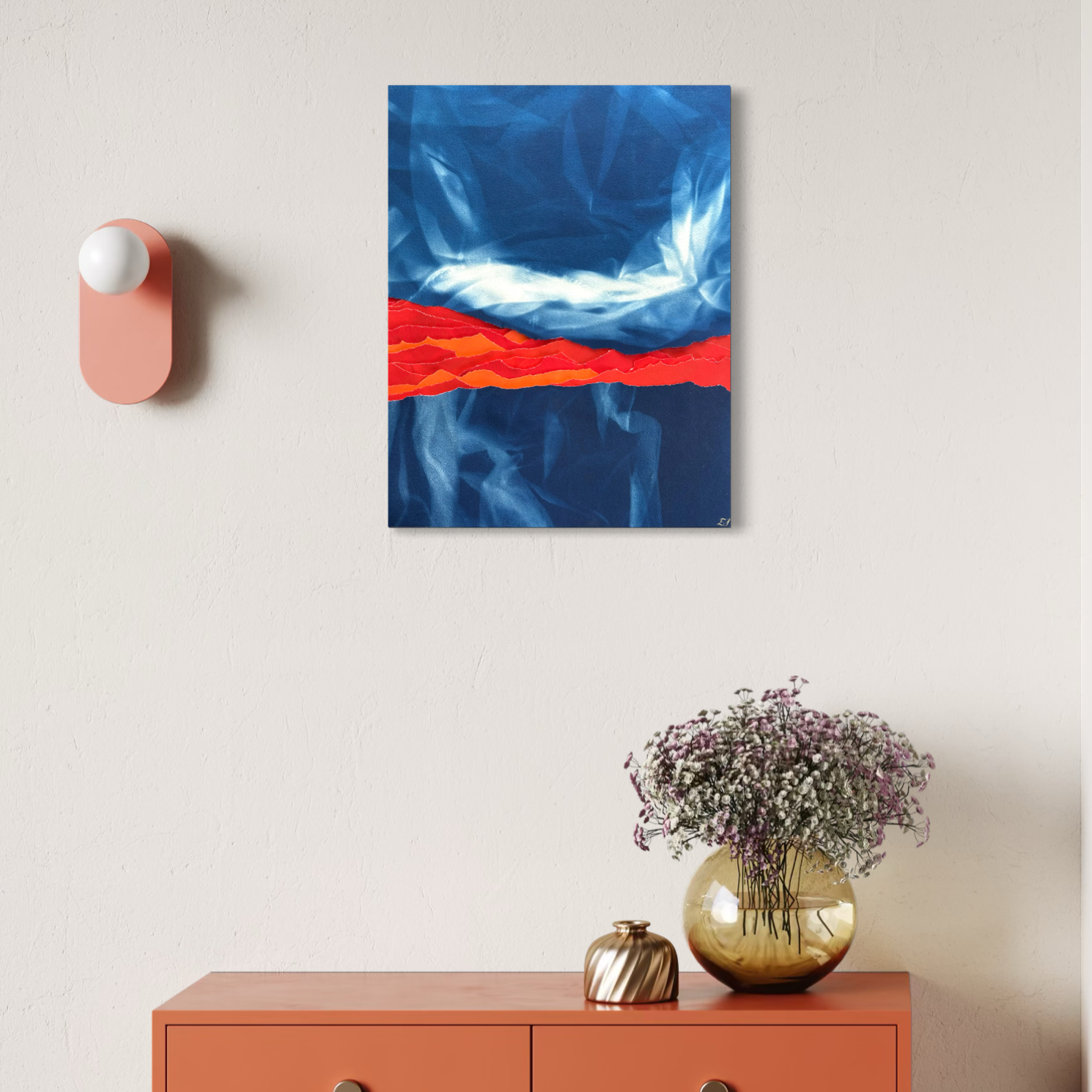 Œuvre d'art originale Amour, essence du ciel – Cyanotype et pigments