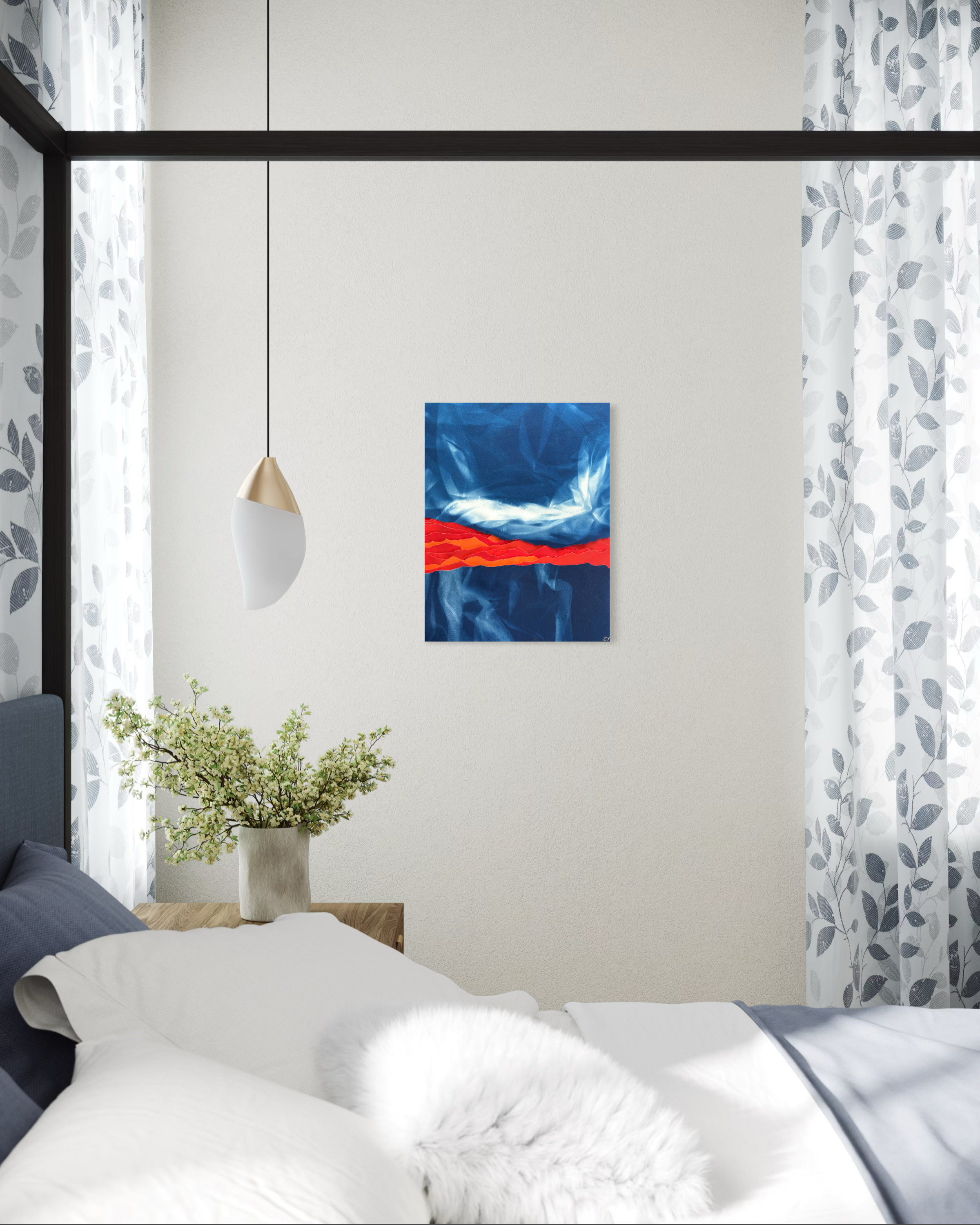 Cyanotype original bleu de Prusse,  œuvre unique et originale, pigments avec certificat d'authenticité