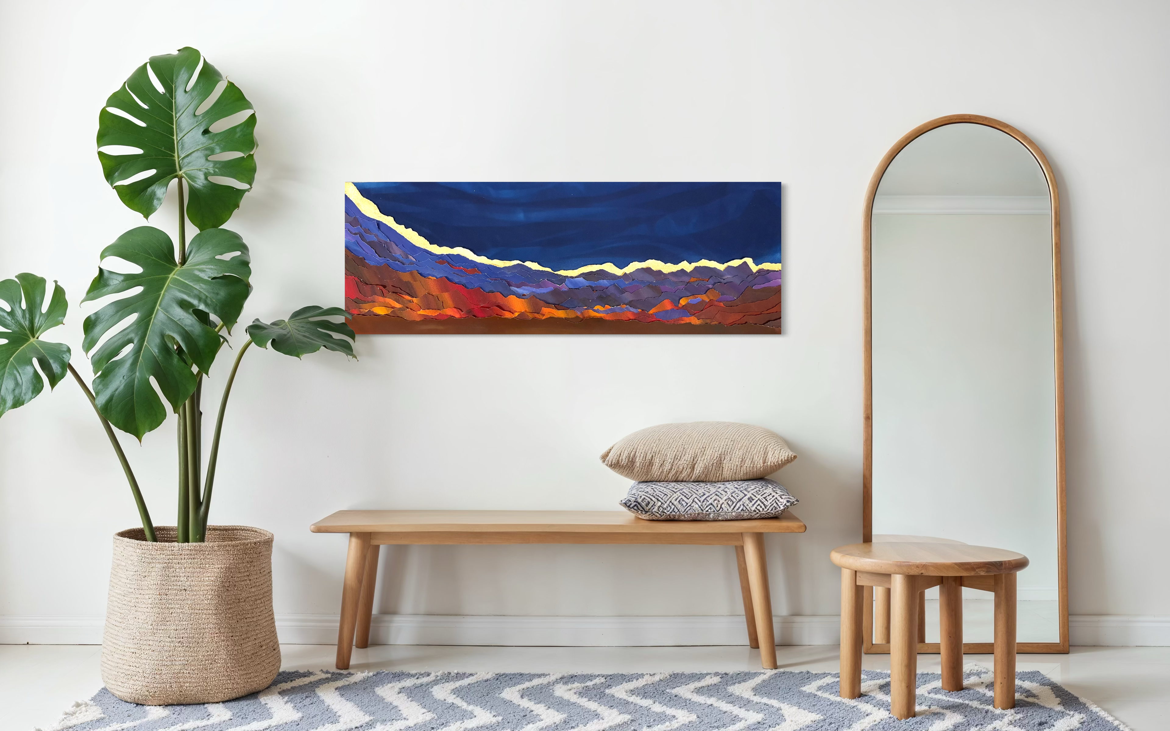 Œuvre d'art originale Renouveau – Cyanotype, pigments et feuille d’or 24 carats