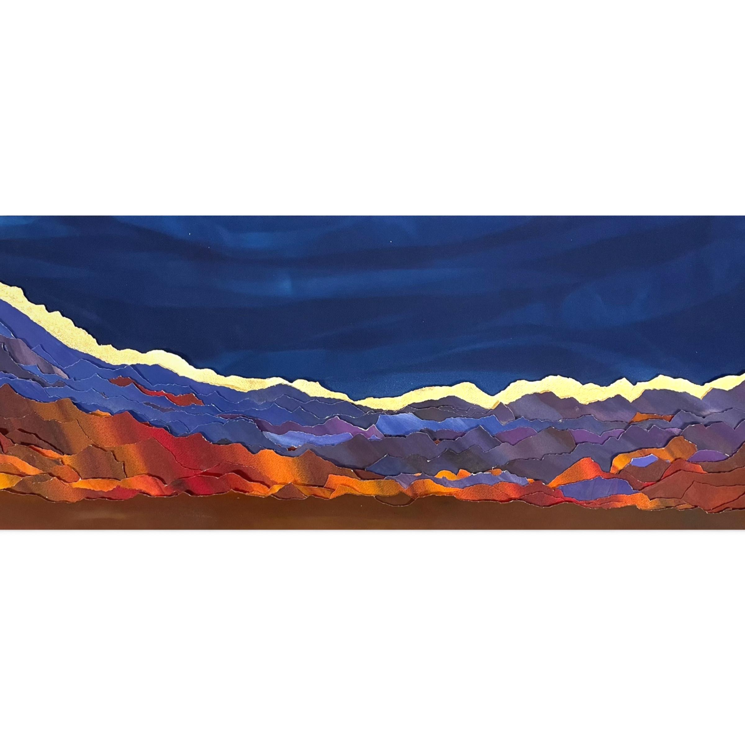 Cyanotype original bleu de Prusse,  œuvre unique et originale, pigments, feuille d'or 24 carats 
avec certificat d'authenticité