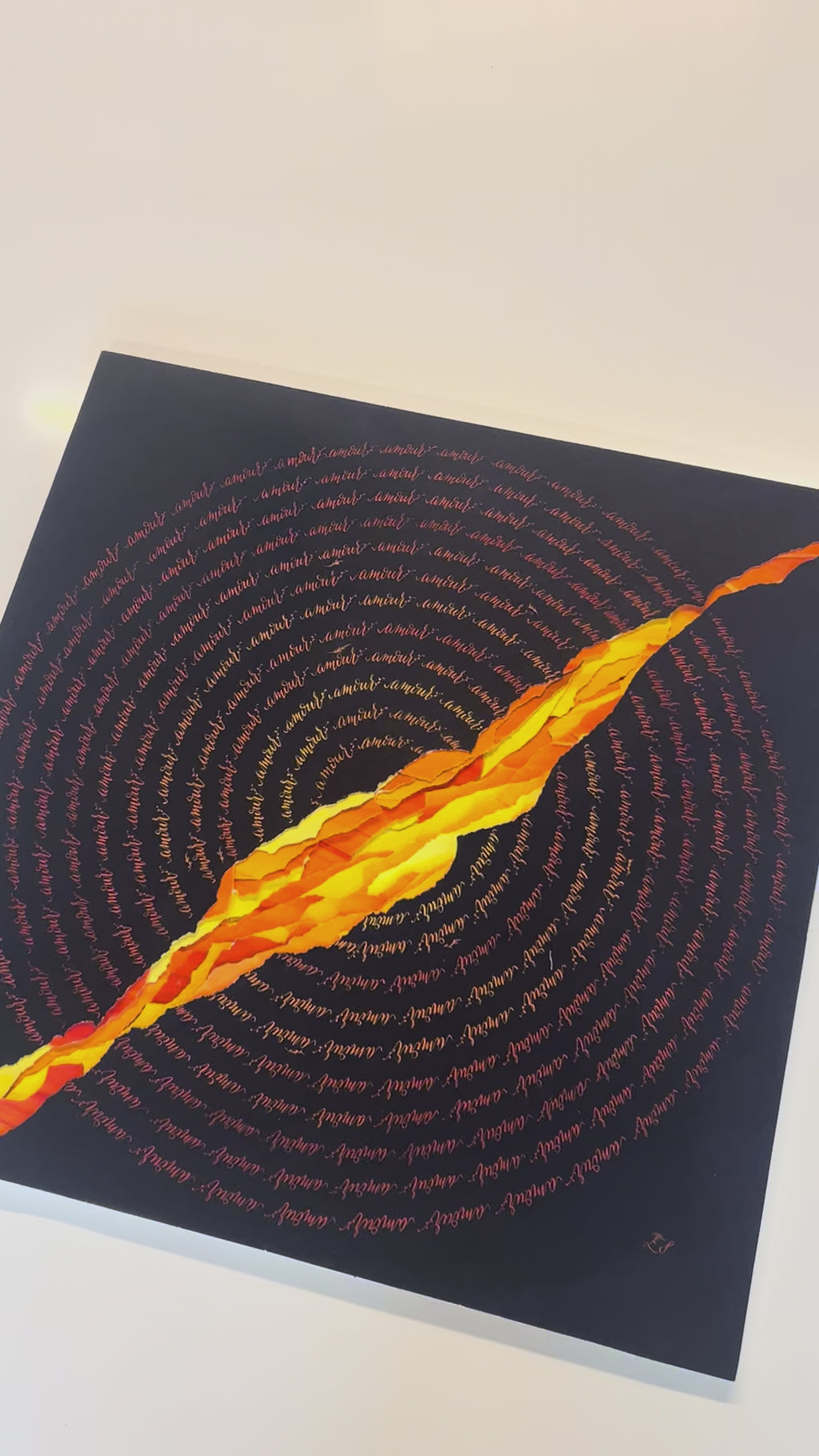 Œuvre d'art originale Amour– Cyanotype et calligraphie à l'encre