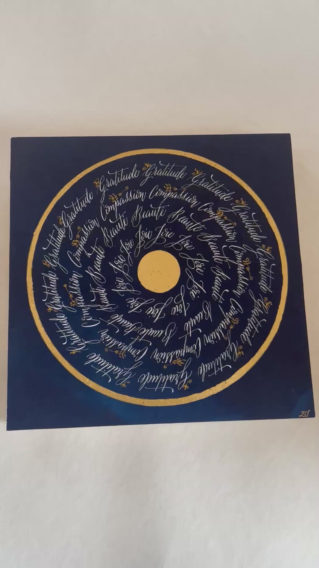 Œuvre d'art originale Puissance des mots – Cyanotype et calligraphie à l'encre